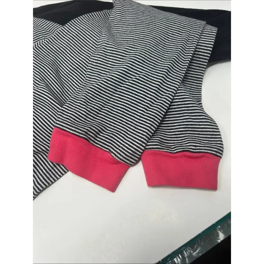 Place Girls Black & Pink Striped Pajama Set with Gold Heart Size 12